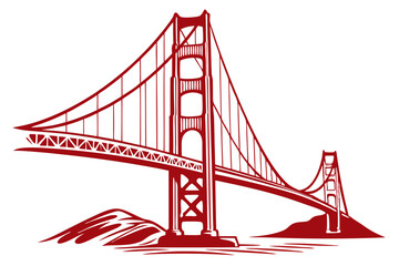 Golden Gate Bridge Logo Red Minimalist