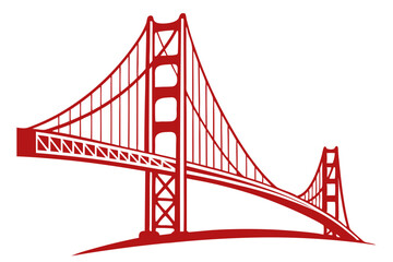 Red Golden Gate Bridge Vector Design