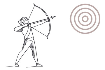 Archer Aiming Bow with Distant Target