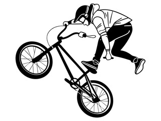Naklejka premium BMX Biker Performing Stunt Vector Art