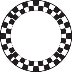 Circle Checker Frame Silhouette in Black | Geometric Border Illustration Vector Format