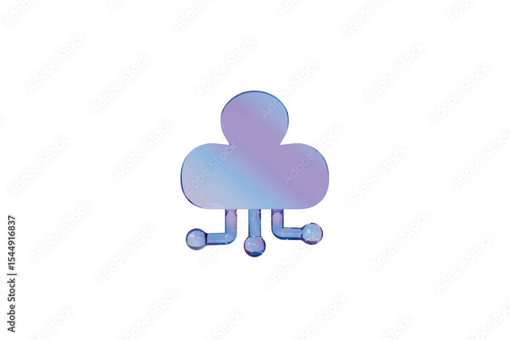 Poster 3d artificial intelligence, glass ai cloud computing hologram gradient icon. cloud computing, data s