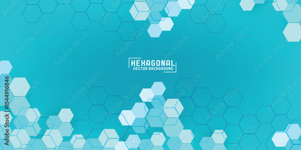Poster abstract geometric hexagon shape and lines with science concept