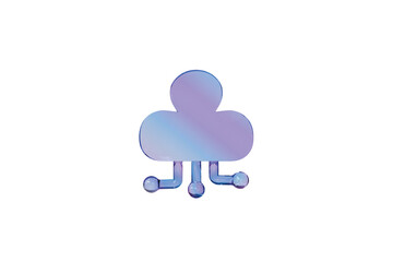 Obraz premium 3d artificial intelligence, glass ai cloud computing hologram gradient icon. Cloud computing, data storage system, software, web application information security, digital technology. 3d render.
