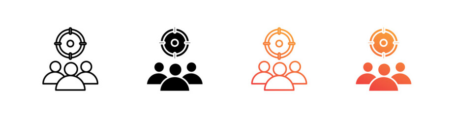 Target Audience Multiple Style Icon Set Collection 