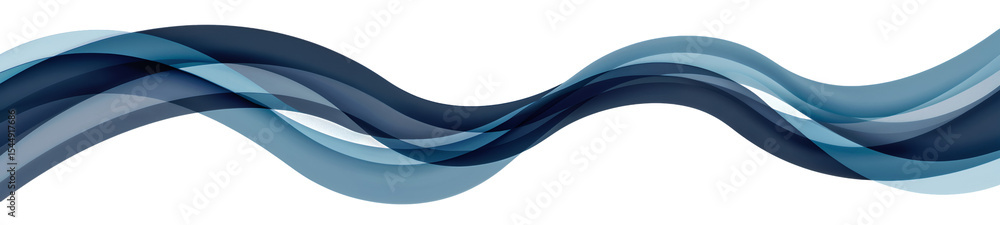 Poster sophisticated blue wave design with transparent background for copy space