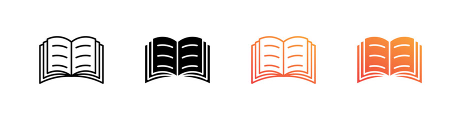 Book Multiple Style Icon Set Collection 