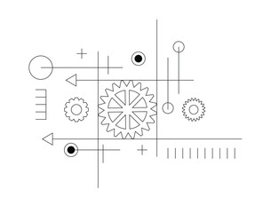 Mechanical Cogwheel Gear Line Art Bluepring Element Abstract. Technology illustration graphic design vector art
