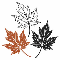 Colored Maple Leaf Outline Vector Set – Autumn              Foliage Icons Collection