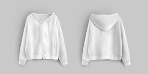 Sweatshirt with zipper mockup white hoodie template
