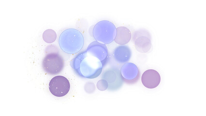 Soft and dreamy bokeh circles in delicate shades of purple and blue, creating a magical, diffused light effect perfect for backgrounds or overlays with a transparent background.

