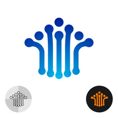 Arrow up logo icon. Digital style modern tech symbol with arrow sign consist of parallel vertical lines and round end dots. Upwards concept