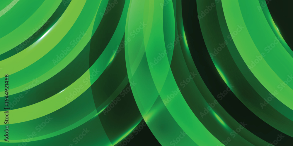Poster elegant green and dark abstract background with smooth dynamic curves