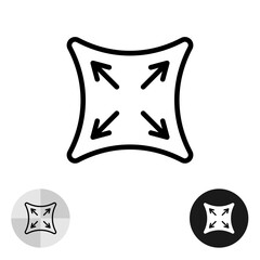 Stretch material icon. Pull to expand the elastic stuff simple symbol with arrows outward from center