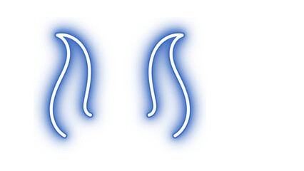 Electric blue neon devil horns, ideal for playful, mischievous, or spooky designs, adding a vibrant and edgy glow with a transparent background.

