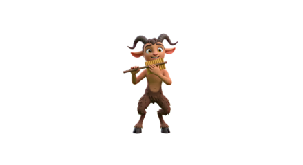 Satyr Fantasy Creature with Horns on Transparent Background