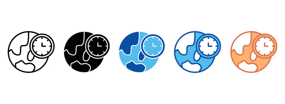 Time Zone Icon Set Multiple Style Collection