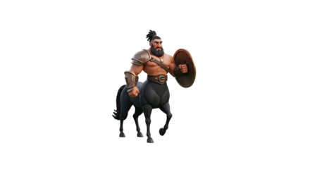 Centaur Warrior with Shield on Transparent Background