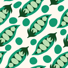 peas pods with lot of peas on white background seamless pattern. pea pods with pea seeds botanical seamless pattern.