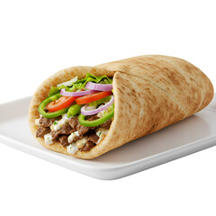 Delicious Chicken Shawarma Pita Bread  isolated on transparent background