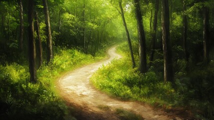 Obraz premium The background illustration is a digital painting that depicts a fantasy forest