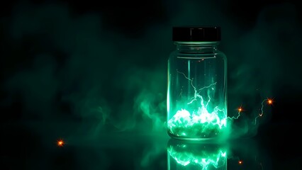 Electrifying Green Potion in a Glass Jar
