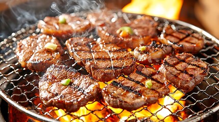 Sizzling yakiniku grill experience japan food photography outdoor close-up culinary art