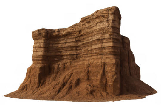 Eroded sandstone rock formation isolated on transparent background, ideal for matte painting and photo manipulation