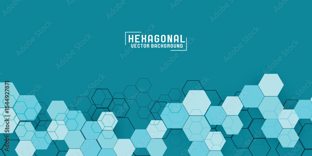 Aufkleber abstract blue geometric hexagon shape and lines with science concept background