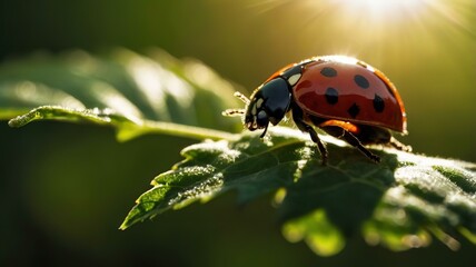 Fototapeta premium ladybird on a leaf