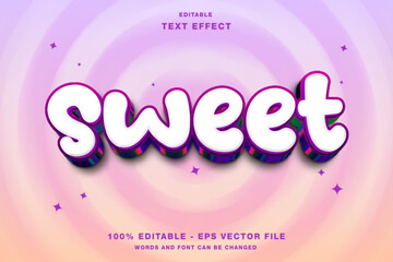 Sweet 3D Editable Text Effect Template Style Premium Vector