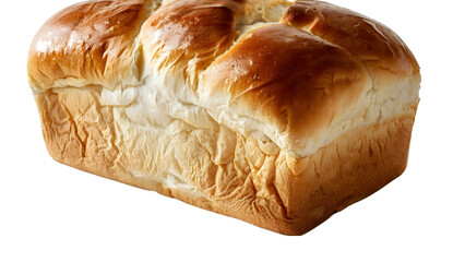 Golden soft white bread loaf with braided top and crispy crust on a transparent background