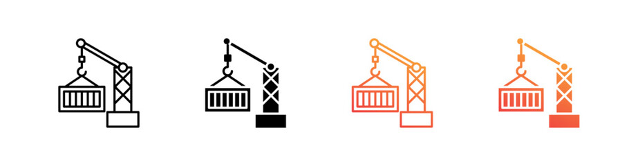 Crane Multiple Style Icon Set Collection 