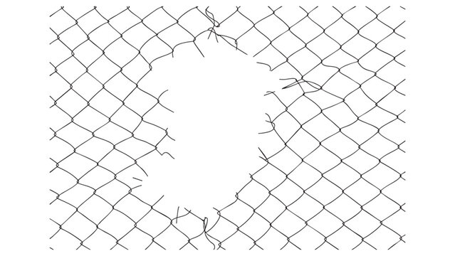 Chain link mesh with large irregular center hole