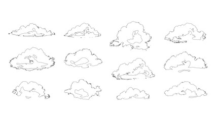 Hand drawn fluffy cloud vector outline in sketch style