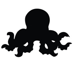 Cute cartoon hand drawn vector octopus silhouette.