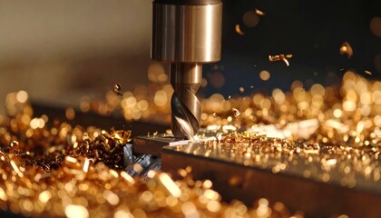 Precision Metalworking Process with Shiny Metallic Shavings