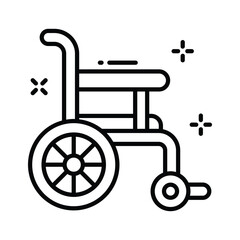 An amazing outline icon of wheelchair with safety wheels