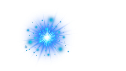Brilliant Blue Starburst Bursting with Energetic Sparks, Creating a Dazzling and Vibrant Glow on a Transparent Background


