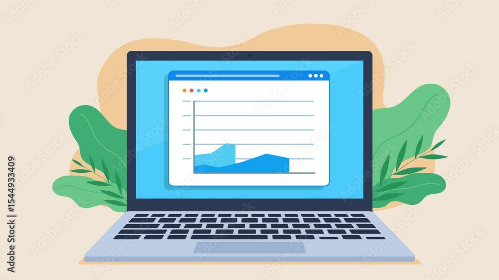 Poster financial chart on www. the page is displayed on a laptop screen. chart with financial data, crypto,