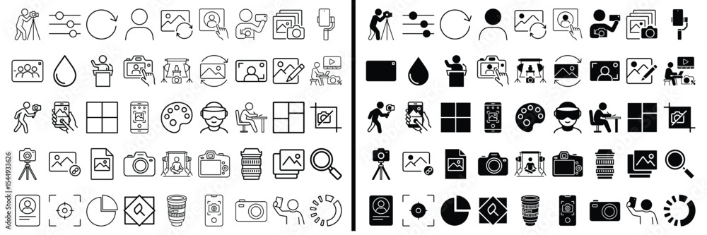 Poster photo elements icon: a modern collection of versatile interface icons, meticulously crafted to repre