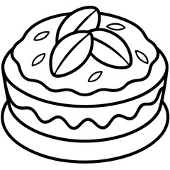 Almond Cake line art vector
