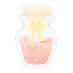 Magic bottles with twinkling red Liquid