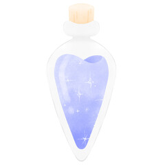 Magic bottles with twinkling blue Liquid