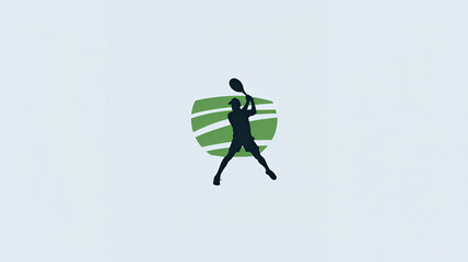 Logotype label sign with figure of man silhouette playing tennis