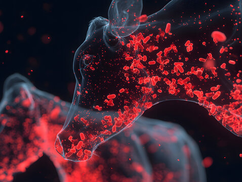3D render of anthrax spores inside a cow&rsquo;s body.