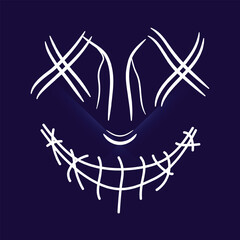 Horror mask shape design art with a navy blue background