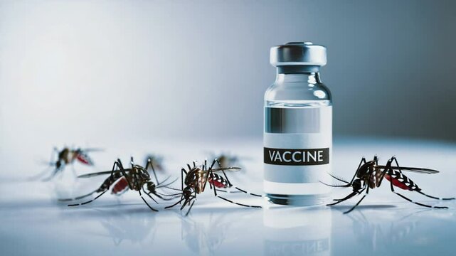 Vaccine next to mosquitoes.