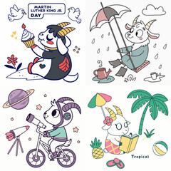 High-Quality goats Illustrations in Various Styles – SVG Bundle