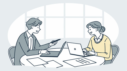 Professional People Discussing Business Project and Working on Laptop